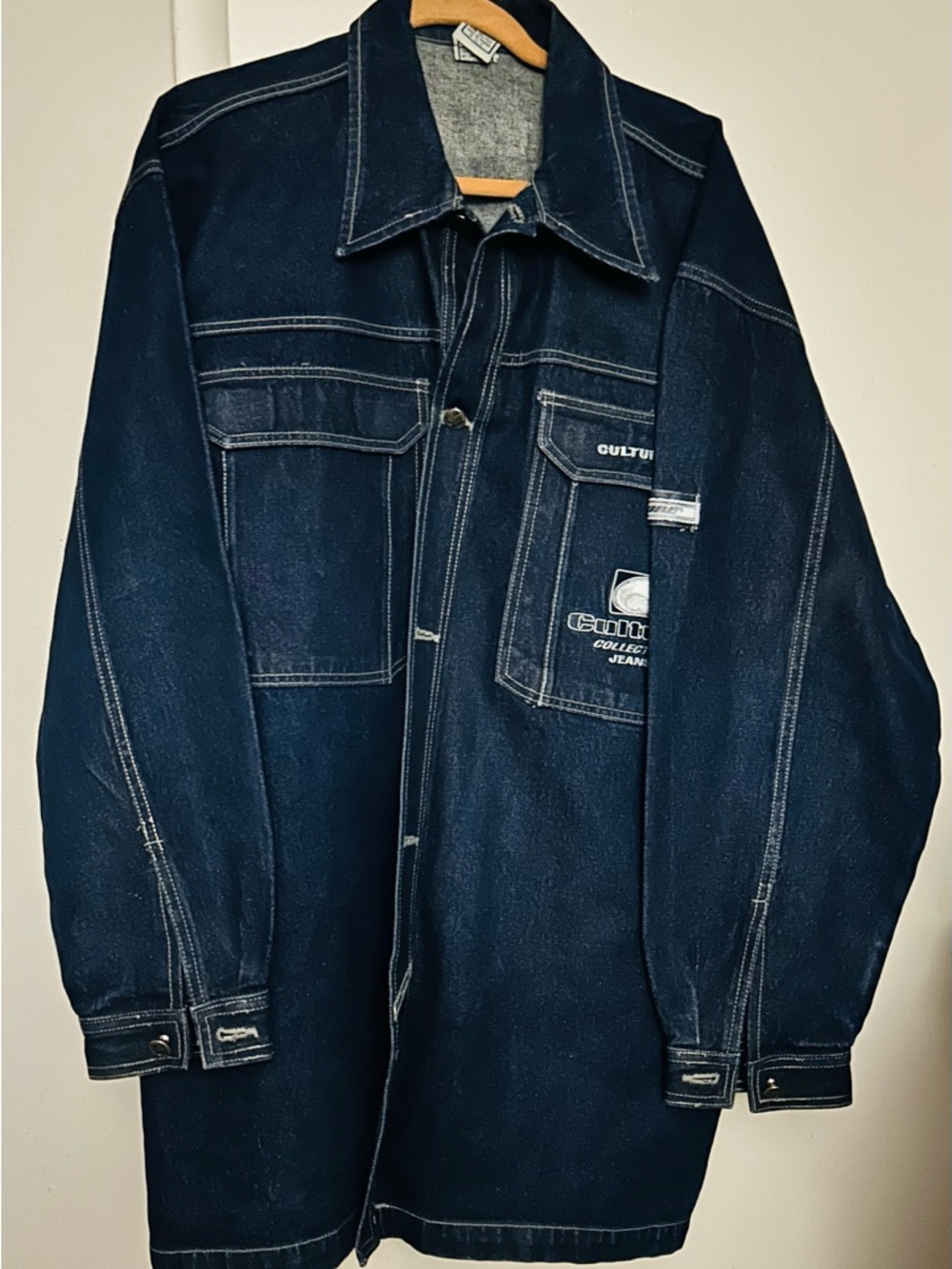 VTG Culture Denim Black Jacket Men's XL Y2K Streetwear 90s Style 2pac HipHop
